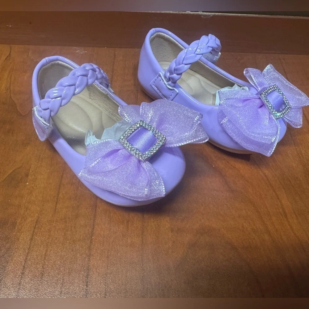 Purple Kids Shoes with Bow Detail